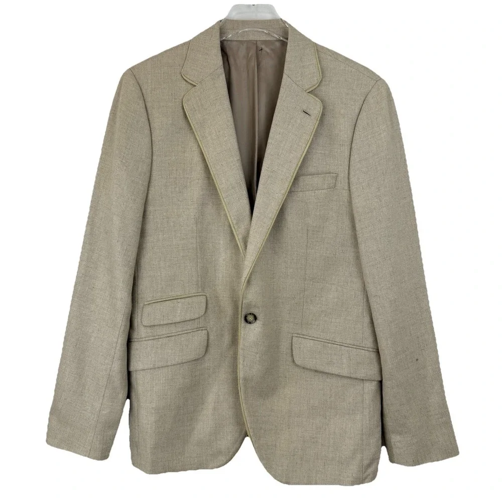 Circle of Gentlemen Harley Silk Wool Slim‎ Blazer 50 EU 40R Natural Portugal